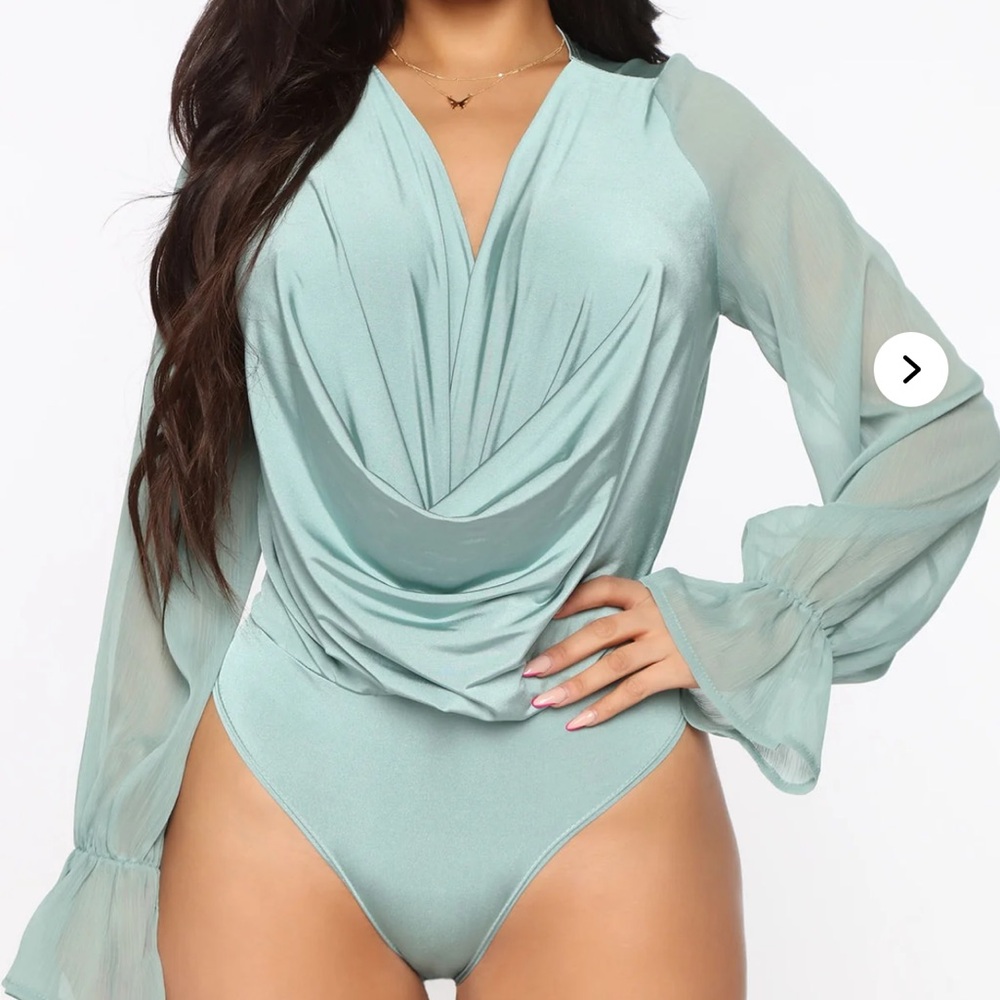 Fashion Nova Mint Green Drape Top